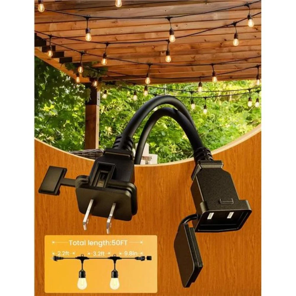 Outdoor Led String Lights 50FT, Patio Lights with 16pcs S14 Shatterproof Bulbs